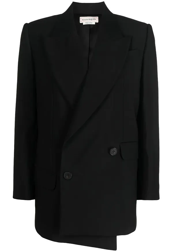 Alexander McQueen asymmetrisk dubbelknäppt blazer - Svart