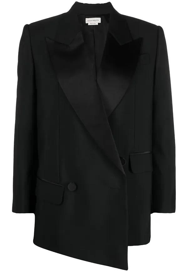 Alexander McQueen asymmetrisk dubbelknäppt blazer - Svart