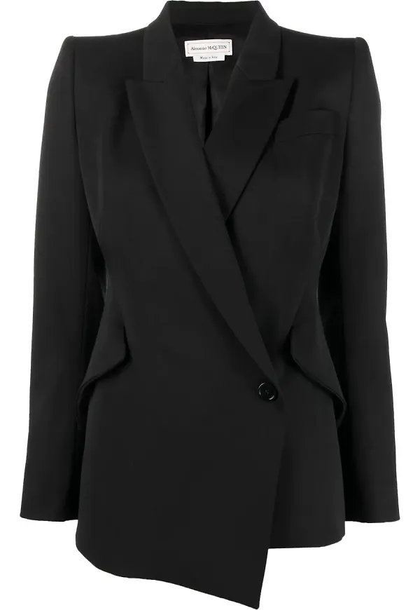 Alexander McQueen asymmetrisk dubbelknäppt blazer - Svart