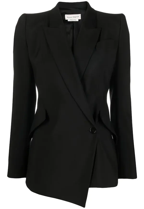 Alexander McQueen asymmetrisk dubbelknäppt blazer - Svart