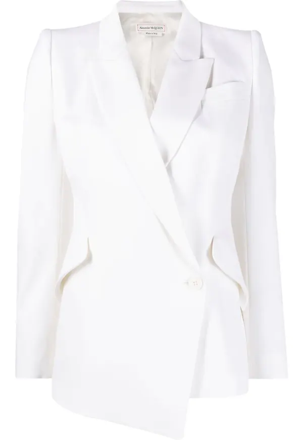 Alexander McQueen asymmetrisk dubbelknäppt blazer - Vit