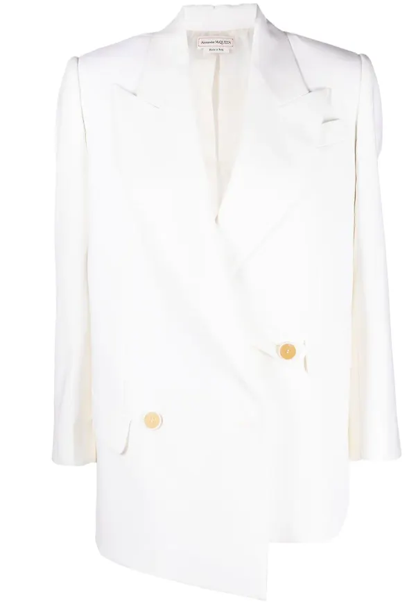Alexander McQueen asymmetrisk dubbelknäppt blazer - Vit