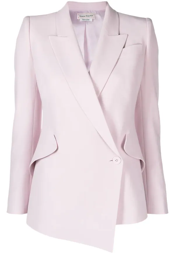 Alexander McQueen asymmetrisk enkelknäppt blazer - Rosa