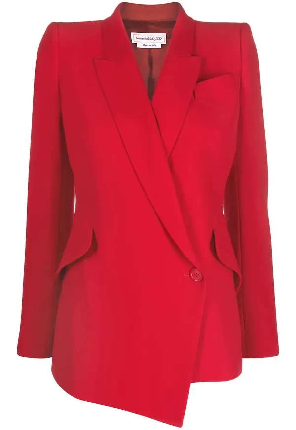 Alexander McQueen asymmetrisk enkelknäppt blazer - Röd