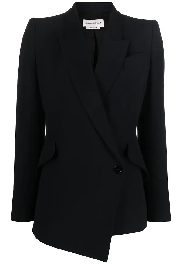 Alexander McQueen asymmetrisk enkelknäppt blazer - Svart