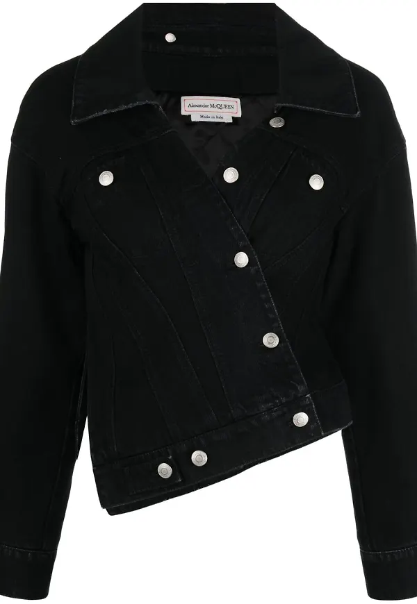 Alexander McQueen asymmetrisk jeansjacka - Svart