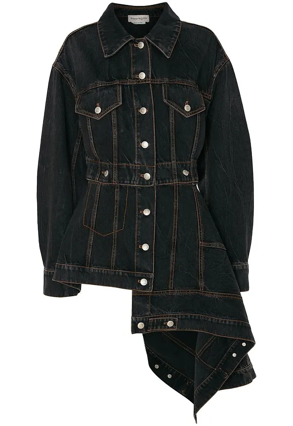 Alexander McQueen asymmetrisk jeansjacka - Svart