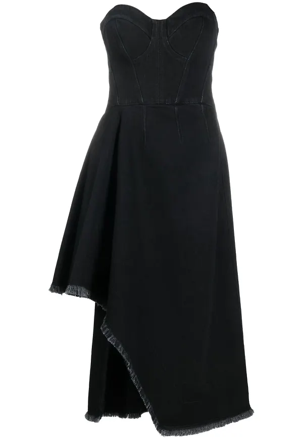 Alexander McQueen asymmetrisk jeansklänning - Svart