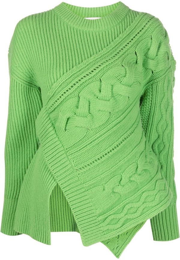 Alexander McQueen asymmetrisk kabelstickad tröja - Grön