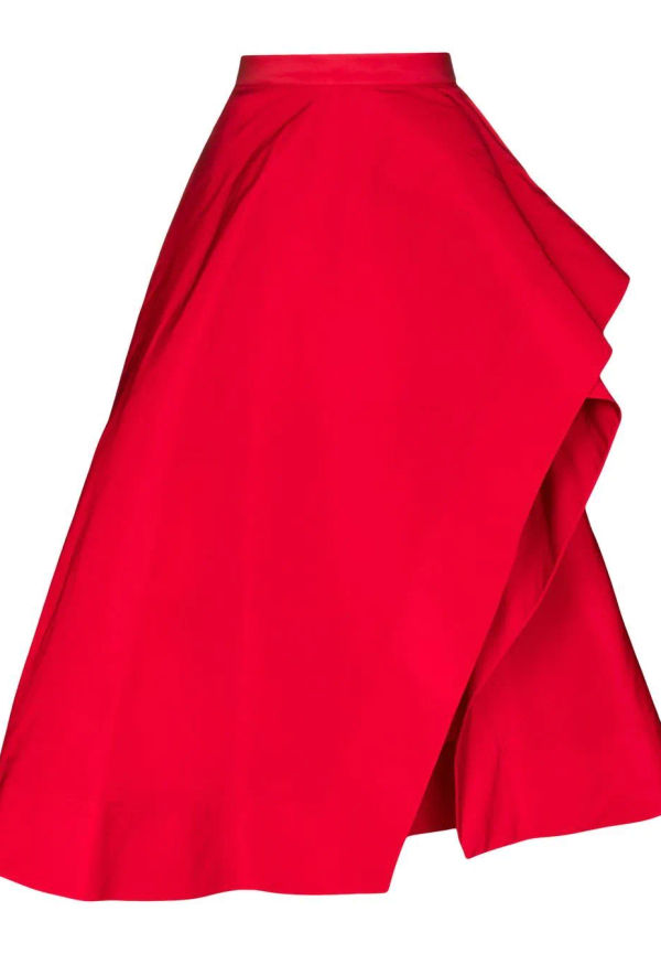 Alexander McQueen asymmetrisk kjol med volang - Röd