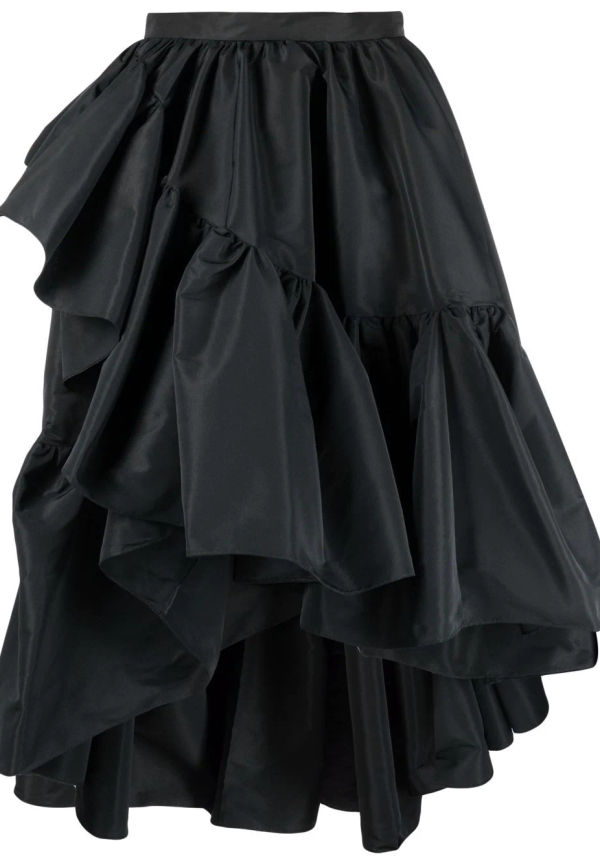 Alexander McQueen asymmetrisk kjol med volang - Svart
