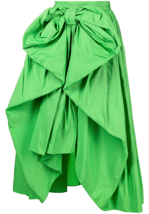 Alexander McQueen asymmetrisk midikjol med rosett - Grön