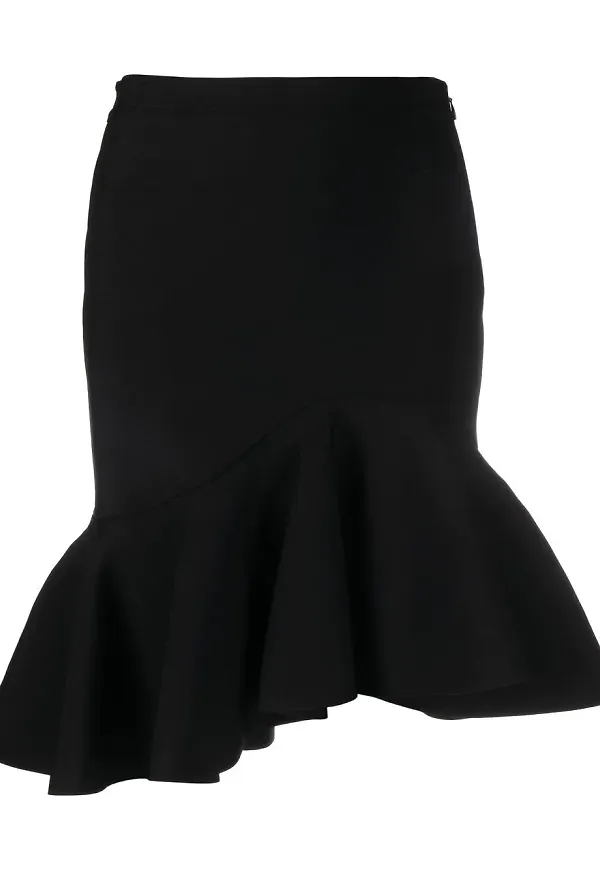 Alexander McQueen asymmetrisk peplumkjol - Svart