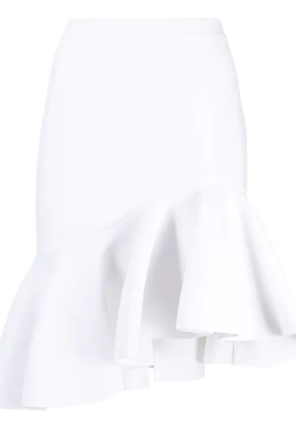Alexander McQueen asymmetrisk peplumkjol - Vit