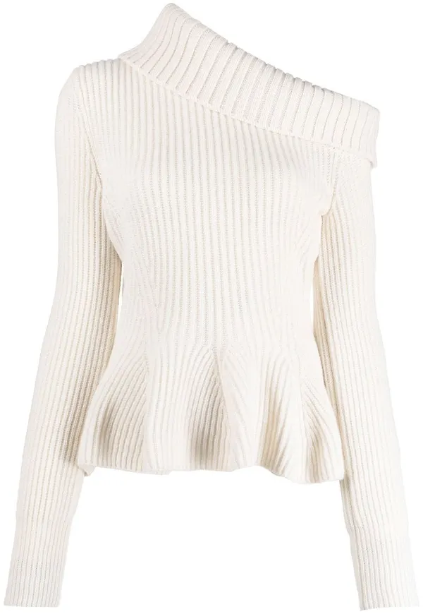 Alexander McQueen asymmetrisk pullover i kashmir - Vit