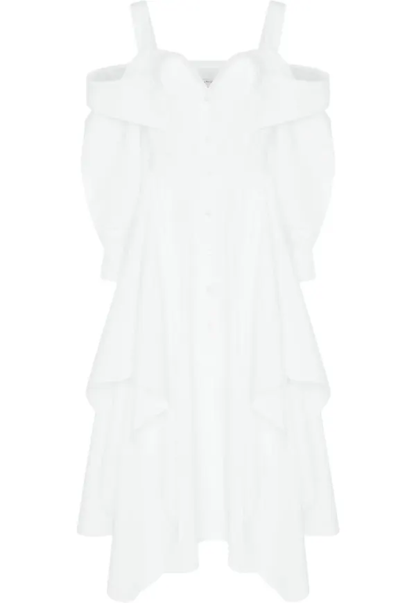 Alexander McQueen asymmetrisk skjortklänning - Vit