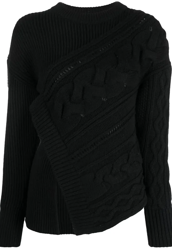 Alexander McQueen asymmetrisk stickad tröja - Svart