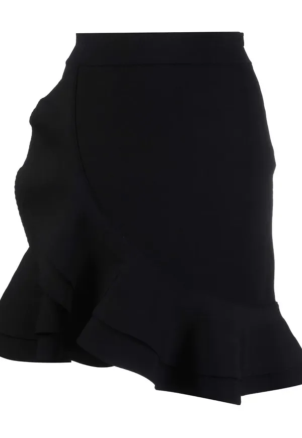 Alexander McQueen asymmetrisk volangkjol - Svart