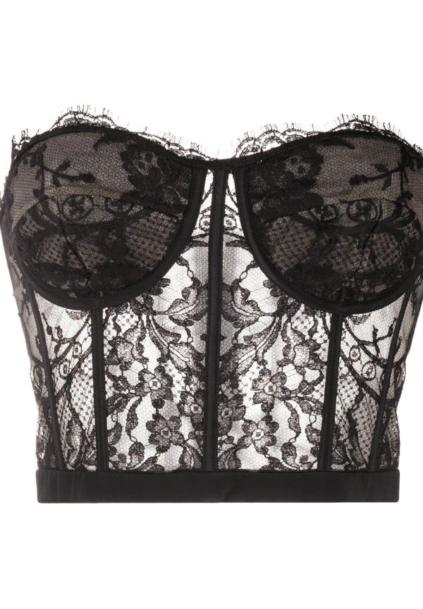 Alexander McQueen axelbandslös bustier i spets - Svart