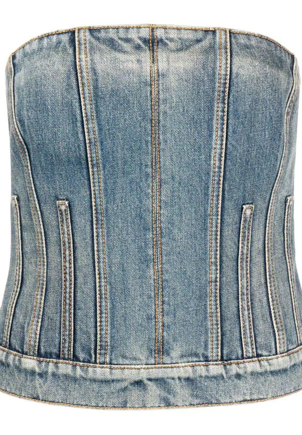 Alexander McQueen axelbandslös croptop - Blå