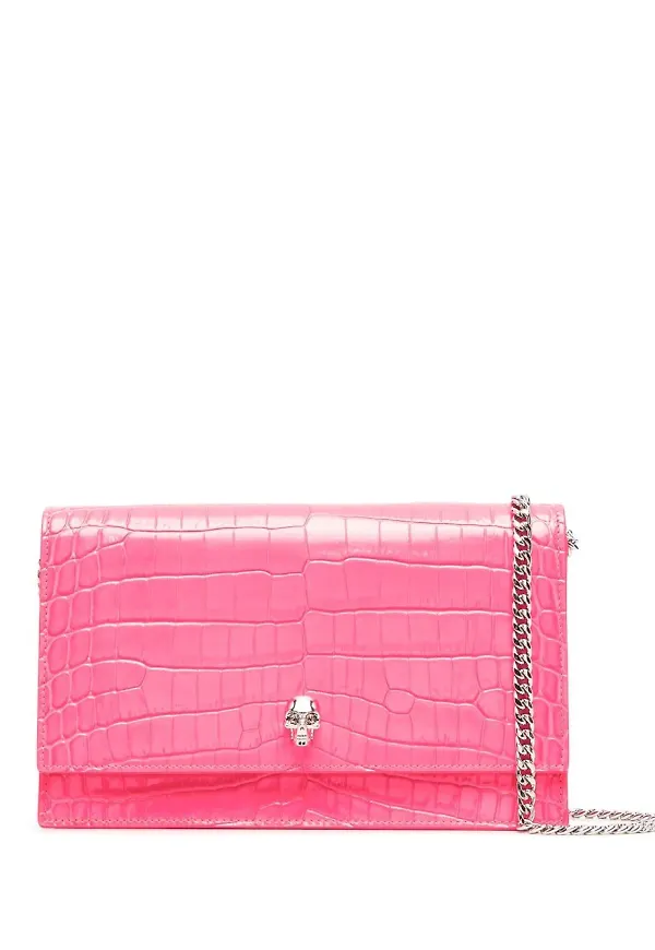 Alexander McQueen axelremsväska med dödskalle - Rosa