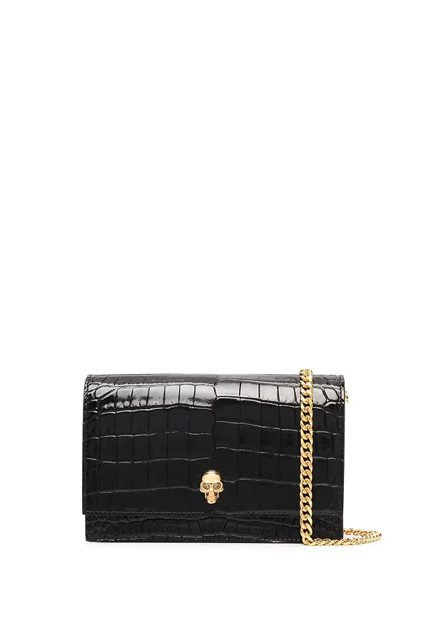 Alexander McQueen axelremsväska med dödskallemotiv - Svart