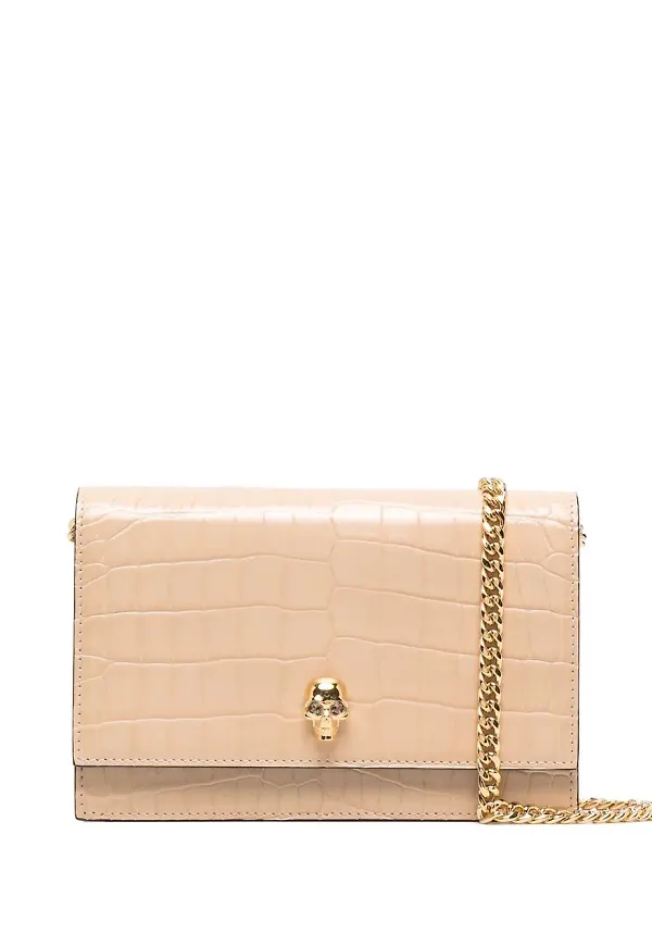 Alexander McQueen axelväska med krokodileffekt - Neutral