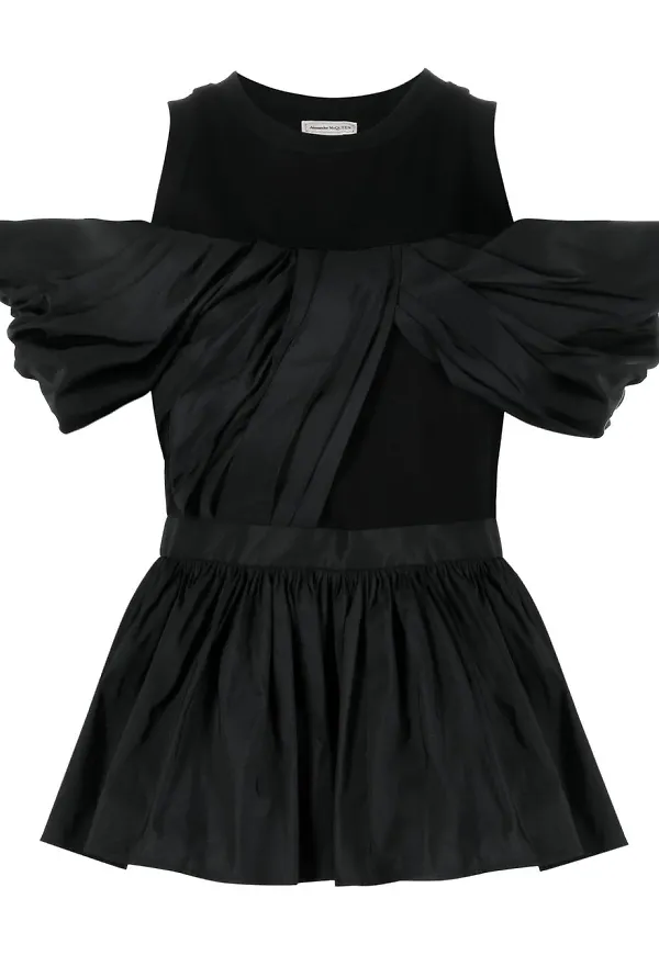 Alexander McQueen baraxlad peplumtopp - Svart
