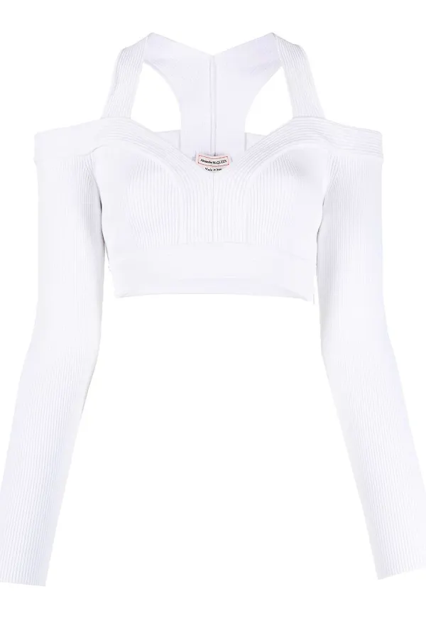 Alexander McQueen baraxlad topp - Vit