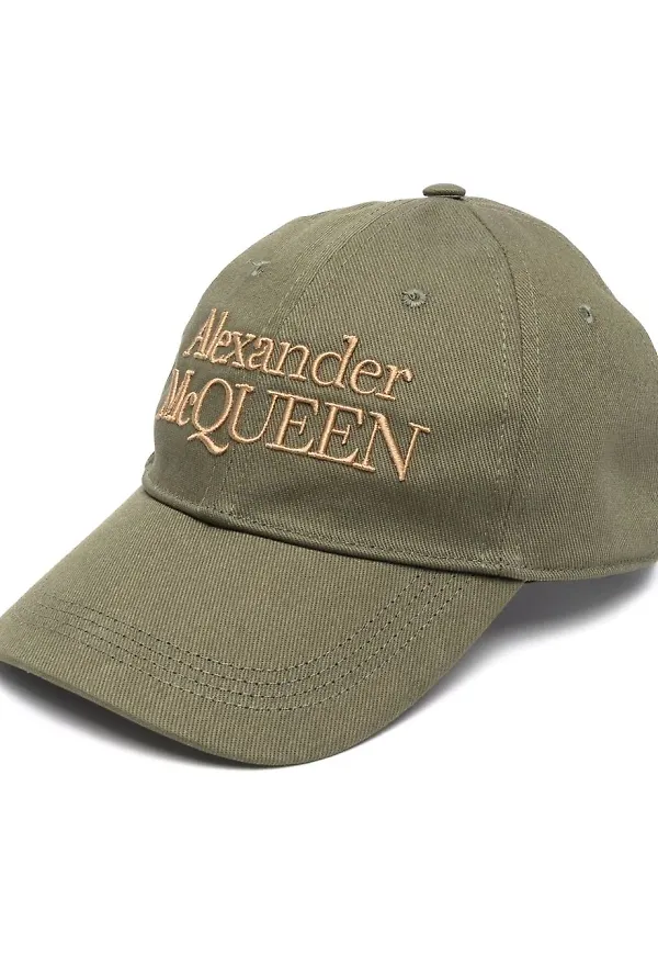 Alexander McQueen basebollkeps med broderad logotyp - Grön