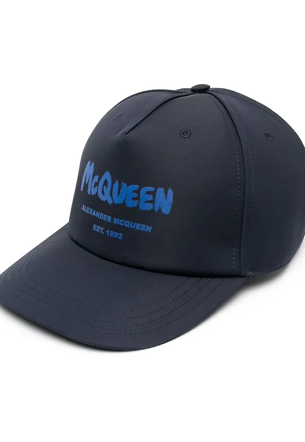 Alexander McQueen basebollkeps med graffititryck - Blå