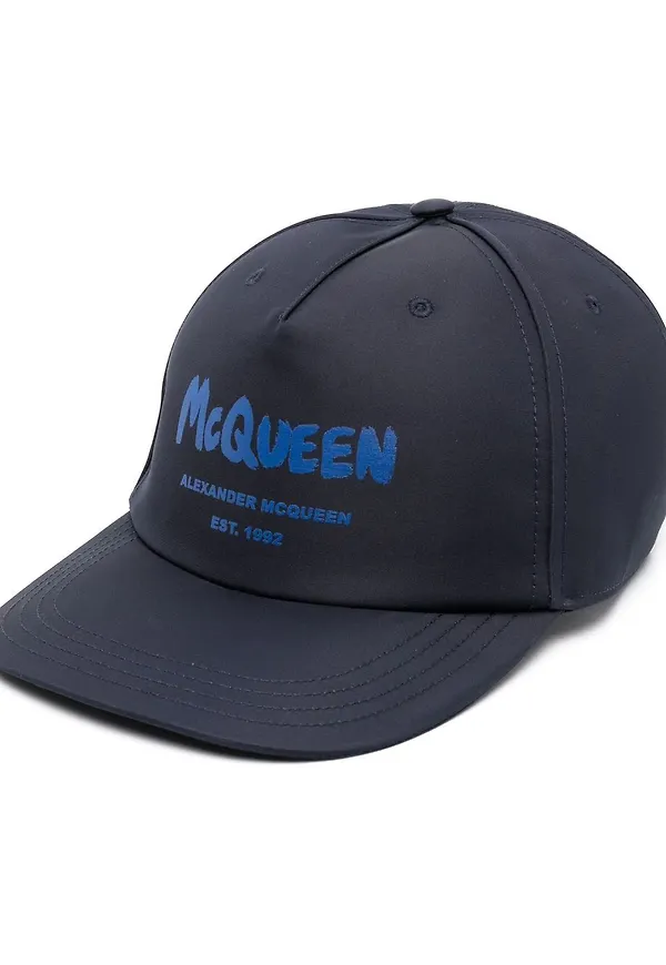 Alexander McQueen basebollkeps med graffititryck - Blå