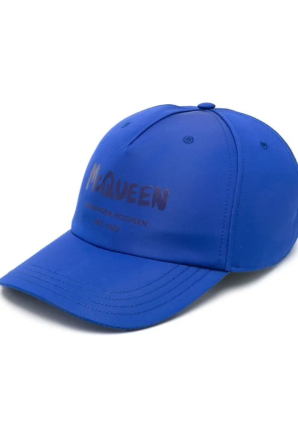 Alexander McQueen basebollkeps med graffititryck - Blå
