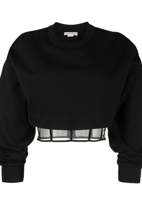 Alexander McQueen beskuren skiktad sweatshirt - Svart