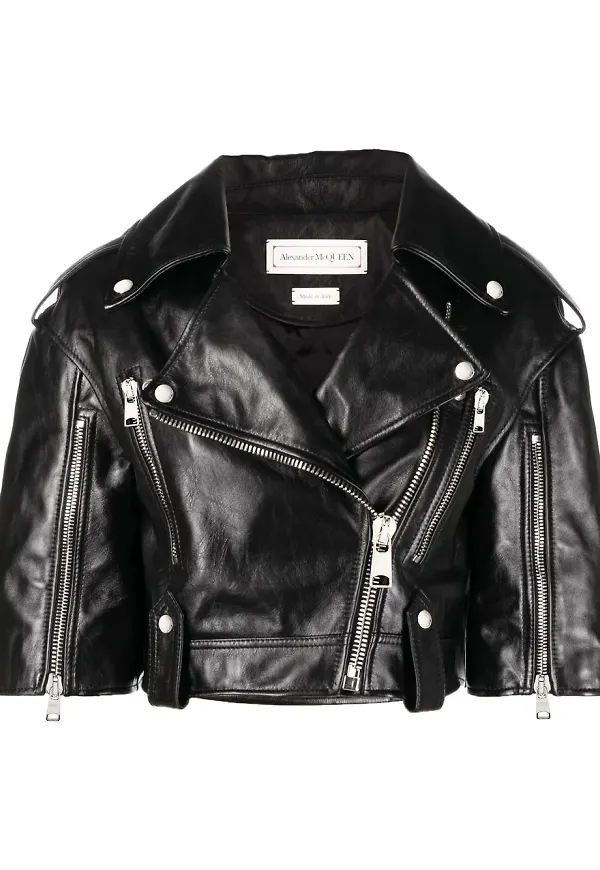 Alexander McQueen bikerjacka med dragkedja - Svart