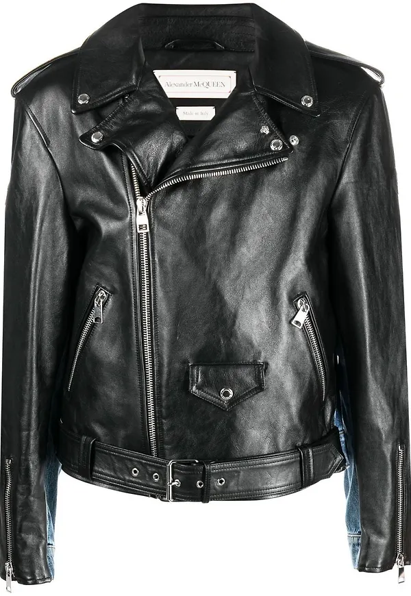 Alexander McQueen bikerjacka med panel - Svart