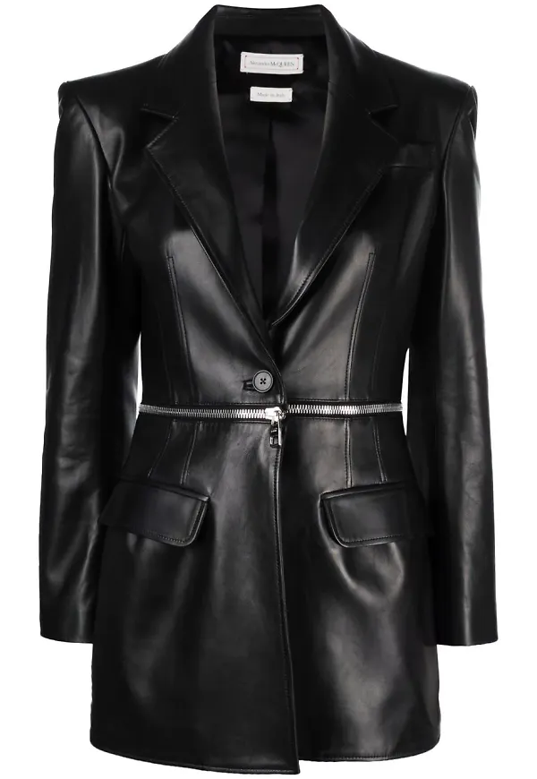Alexander McQueen blazer med dragkedja - Svart