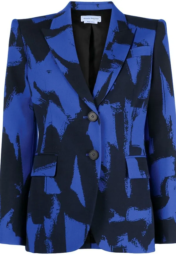 Alexander McQueen blazer med tryck - Blå