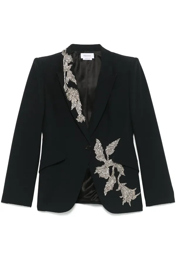 Alexander McQueen blazer med vadderade axlar - Svart