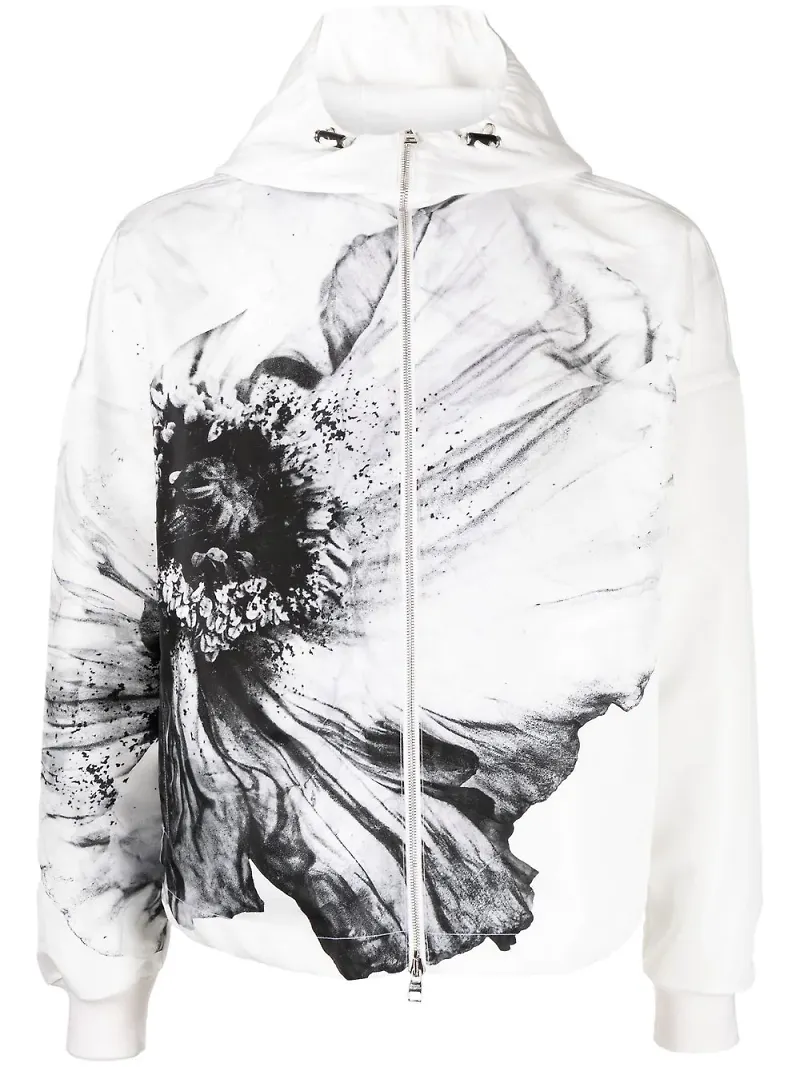 Alexander McQueen blommig jacka med huva - Vit