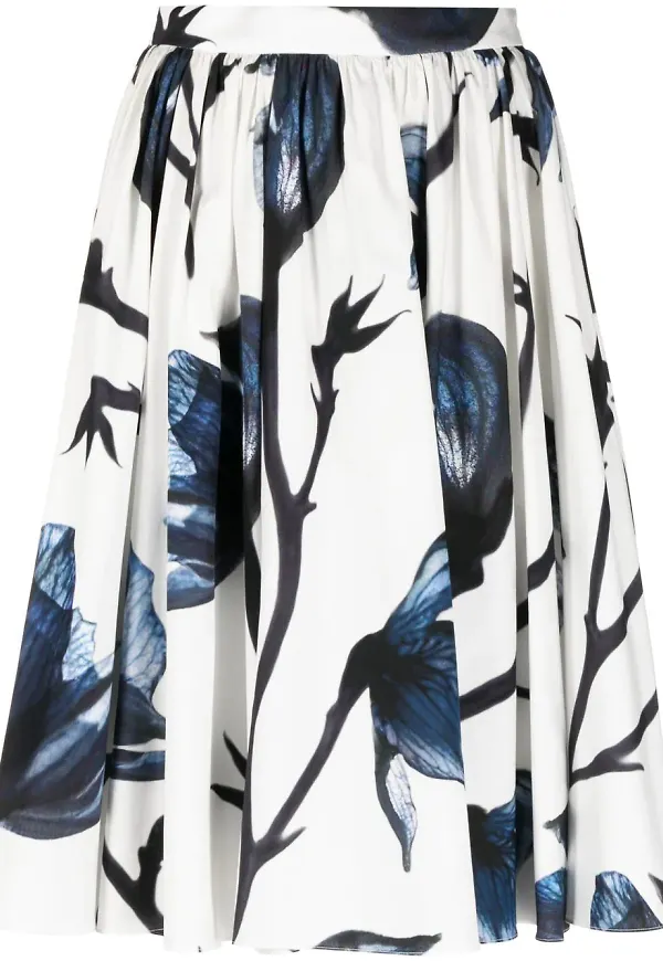 Alexander McQueen blommig midikjol - Vit