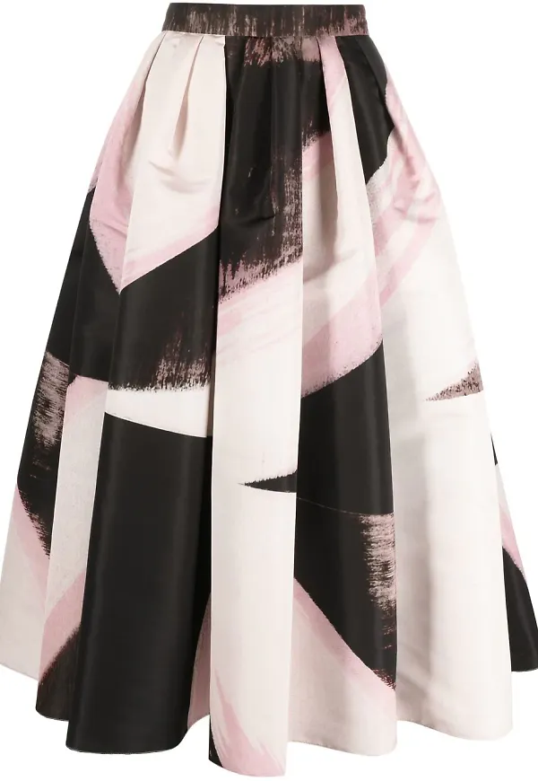 Alexander McQueen blommig plisserad midikjol - Svart