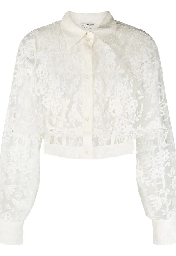 Alexander McQueen blommig spetsskjorta - Neutral
