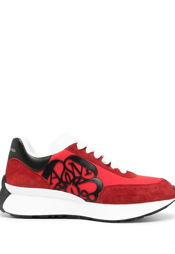 Alexander McQueen blommiga sneakers - Röd