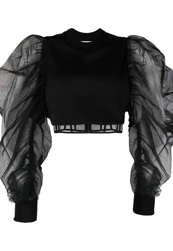 Alexander McQueen blus med puffärm - Svart