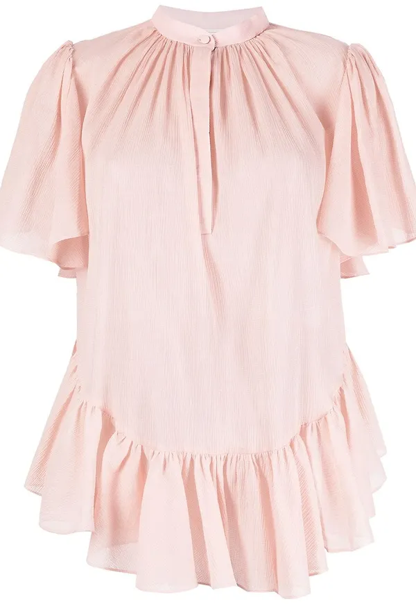 Alexander McQueen blus med volangkant - Rosa
