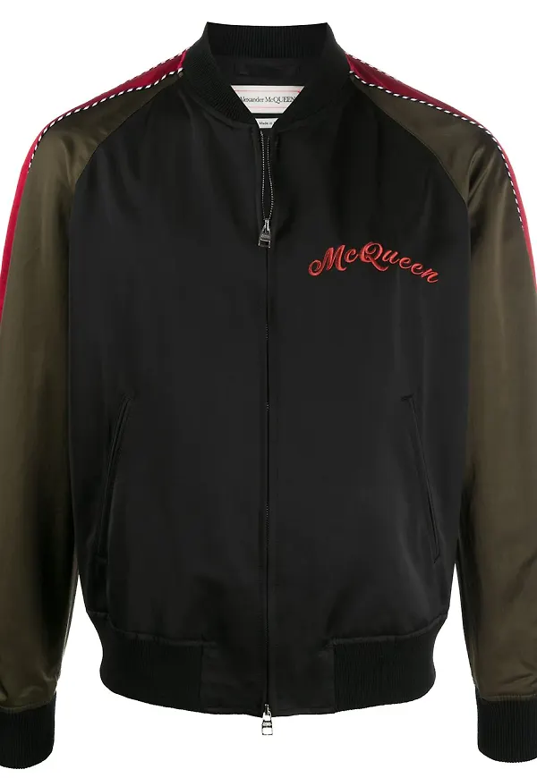 Alexander McQueen bomberjacka med broderad drake - Svart