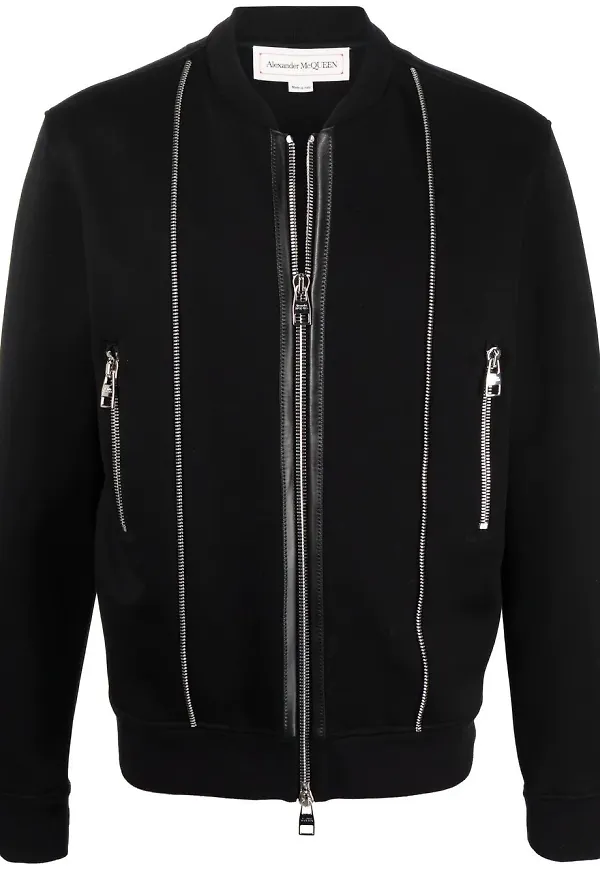Alexander McQueen bomberjacka med dragkedja - Svart