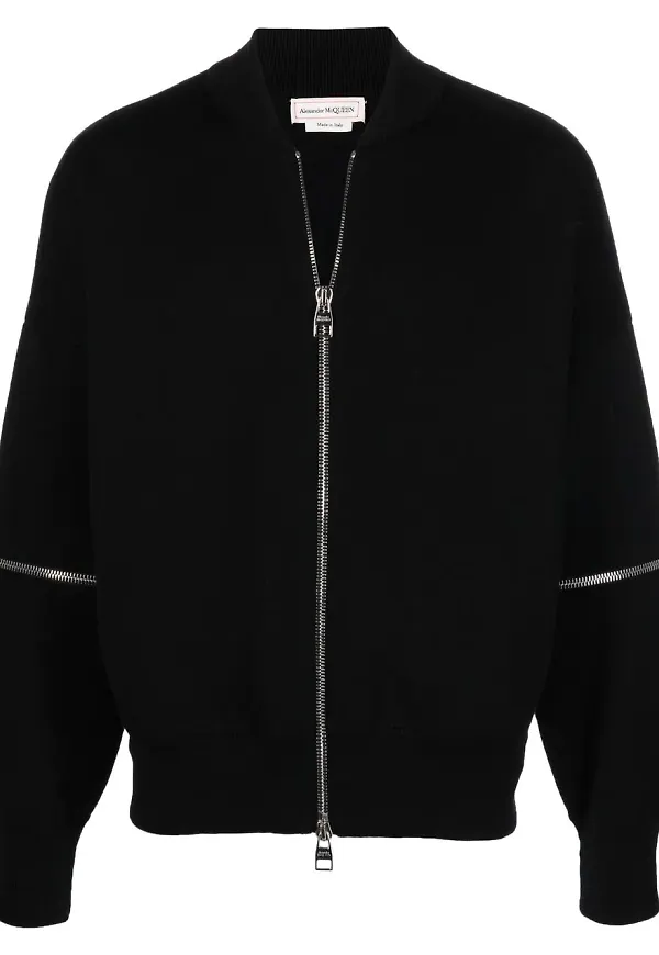 Alexander McQueen bomberjacka med dragkedja - Svart