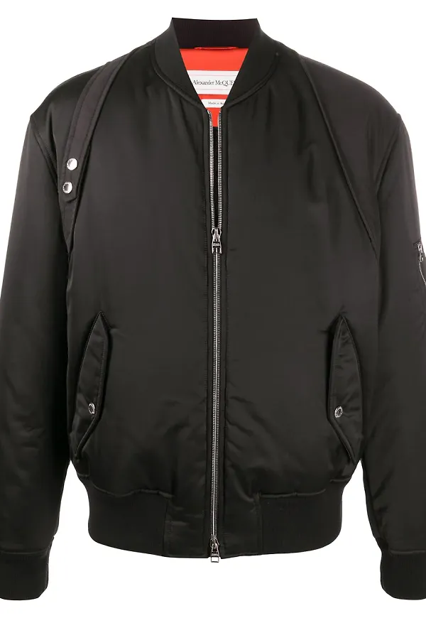 Alexander McQueen bomberjacka med fyrkantig passform - Svart
